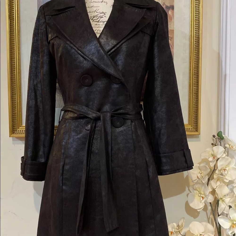 Anne Fontaine Colina Faux Leather Trench Coat View 2